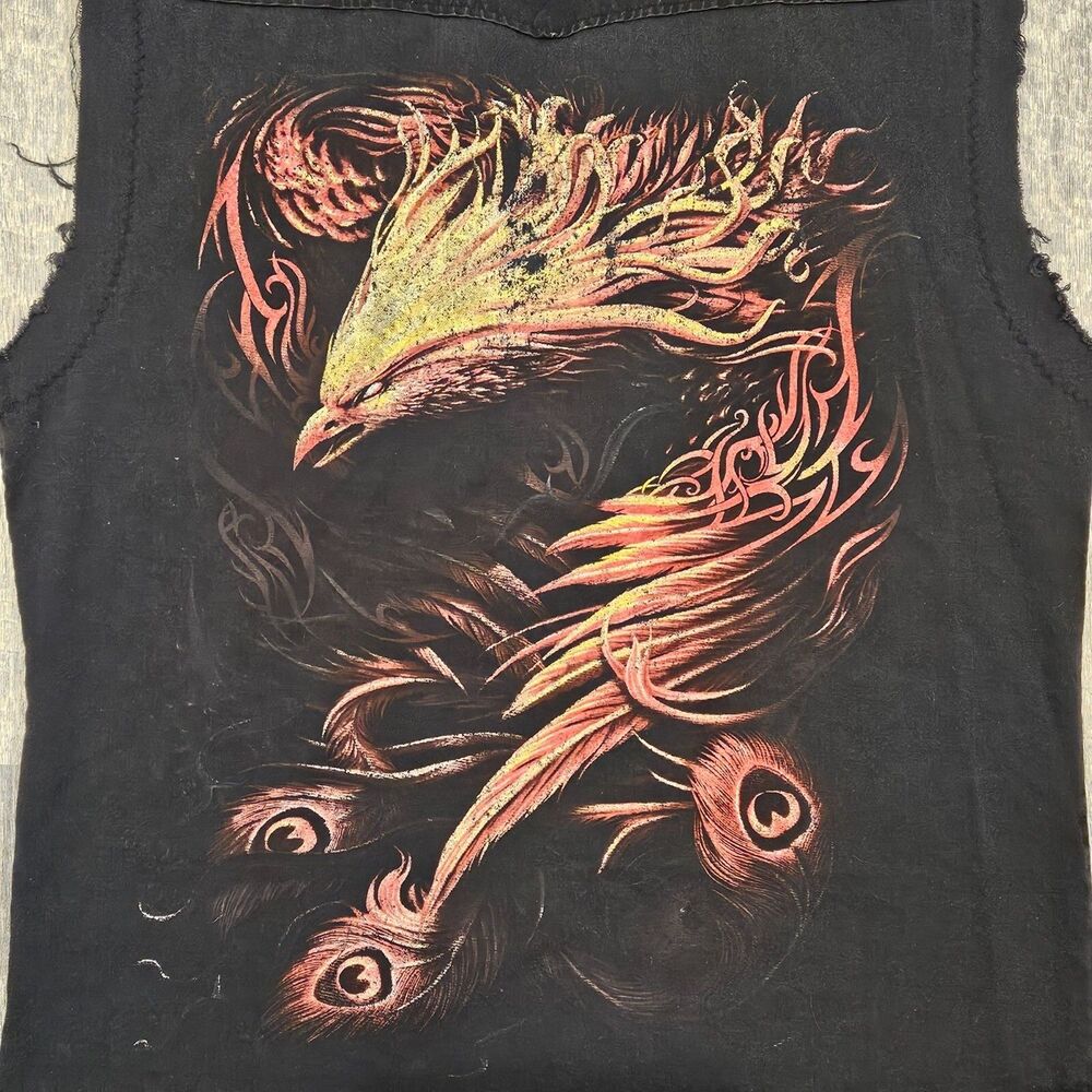 Spiral Men's Sleeveless Black Pearl Snap Button Down Shirt Flamin Eagle Size XXL - Picture 3 of 11